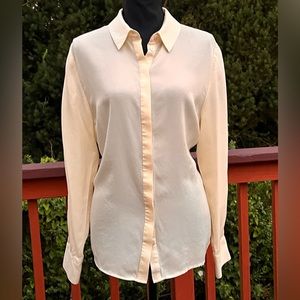 FRAME CREAM SILK  BUTTONS FRONT BLOUSE SIZE LARGE